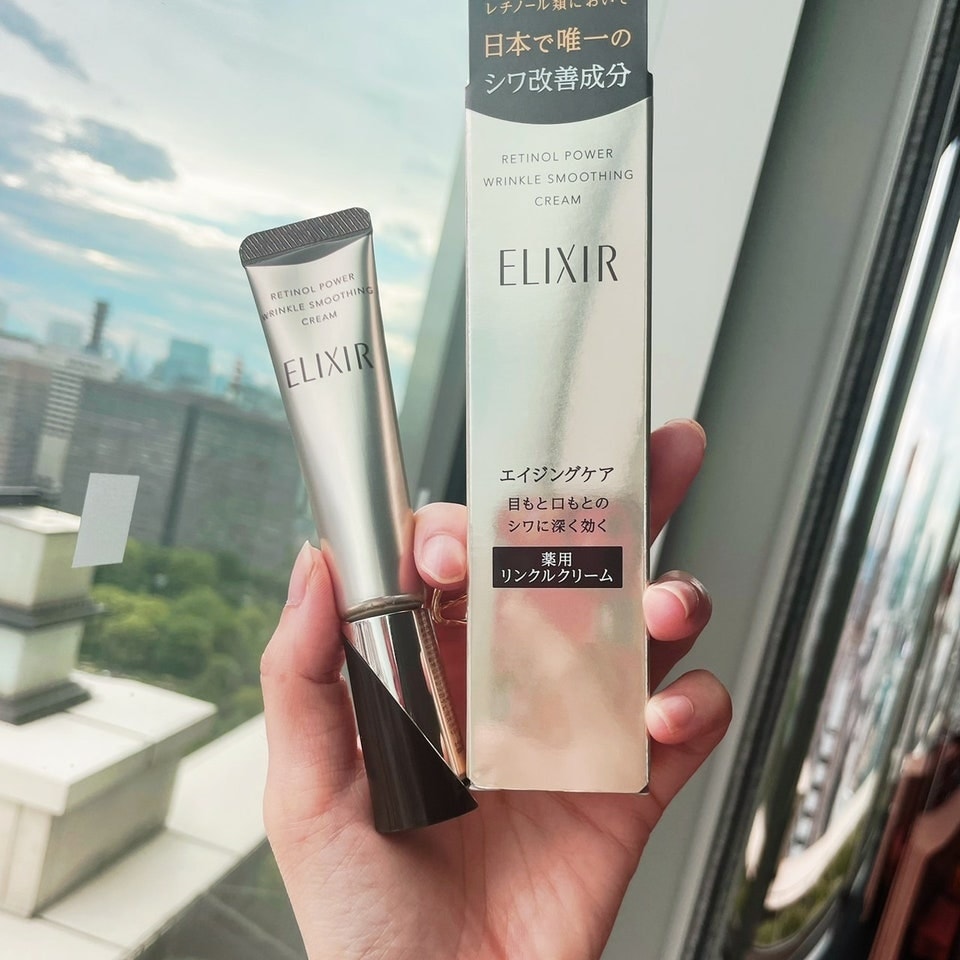 Kem mắt Elixir Retinol Power Wrinkle - kem mắt Nhật Bản giảm nếp nhăn cho tuổi 50