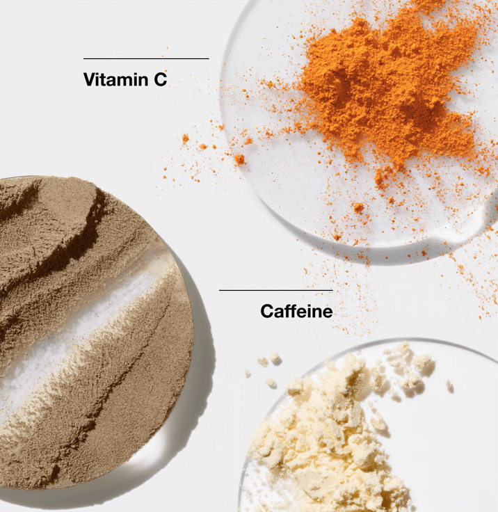 vitamin C và caffein là 2 thành phần trong kem mắt giúp giảm nếp nhăn và quầng thâm