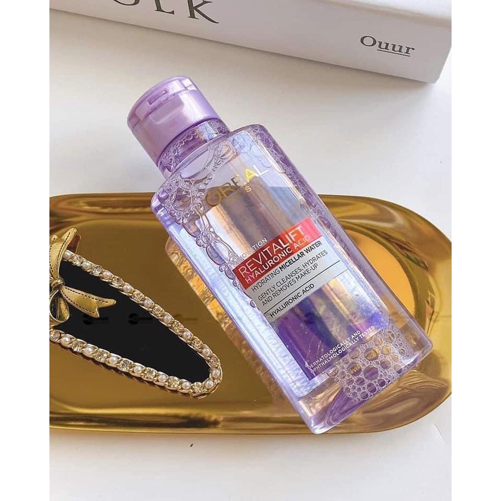 Nước tẩy trang cho da khô lão hóa Loreal tím Revitalift Hyaluronic Acid