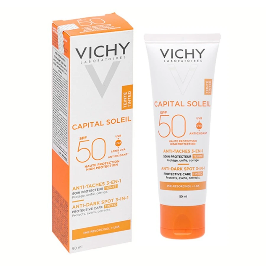 Kem chống nắng Vichy cho da nám tuổi 40 Capital Soleil 3 in 1 Anti Teaches 3-En-1