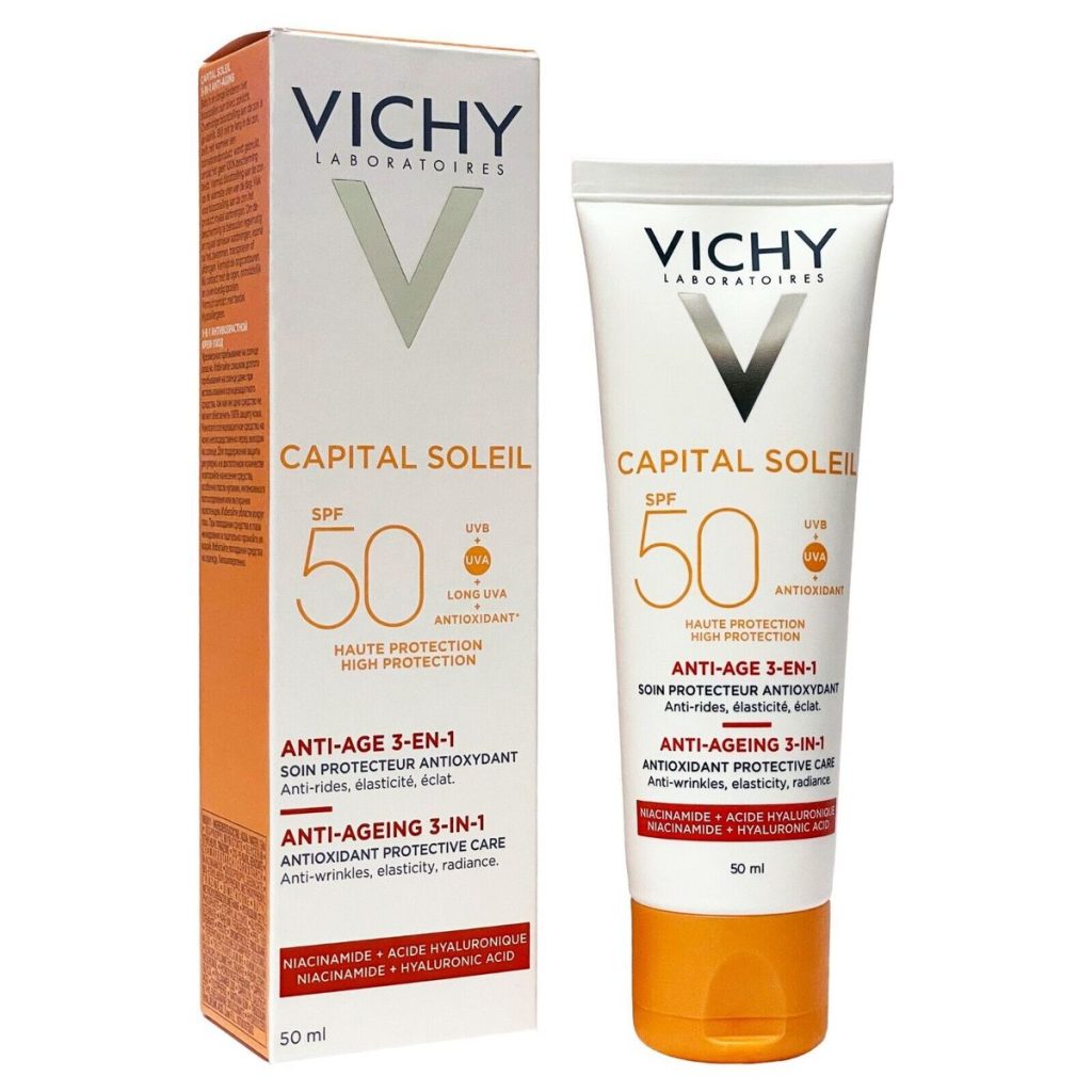 Kem chống nắng Vichy chống lão hóa Capital Soleil Anti-Age 3-En-1