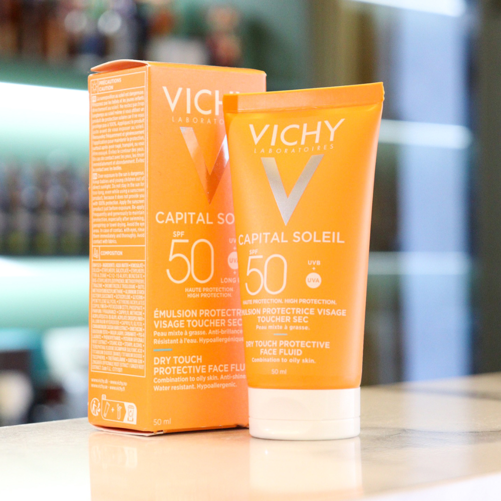 Kem chống nắng Vichy Capital Soleil Mattifying Dry Touch Face Fluid SP50 loại dành cho da dầu, da hỗn hợp thiên dầu