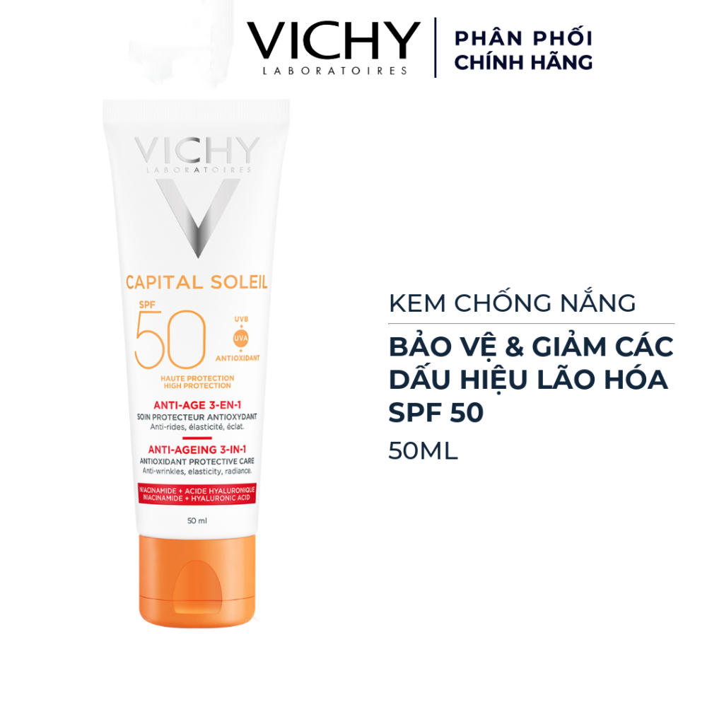 Kem chống nắng Vichy Capital Soleil Anti-Ageing 3-in-1 SPF50+ loại dành cho da lão hóa