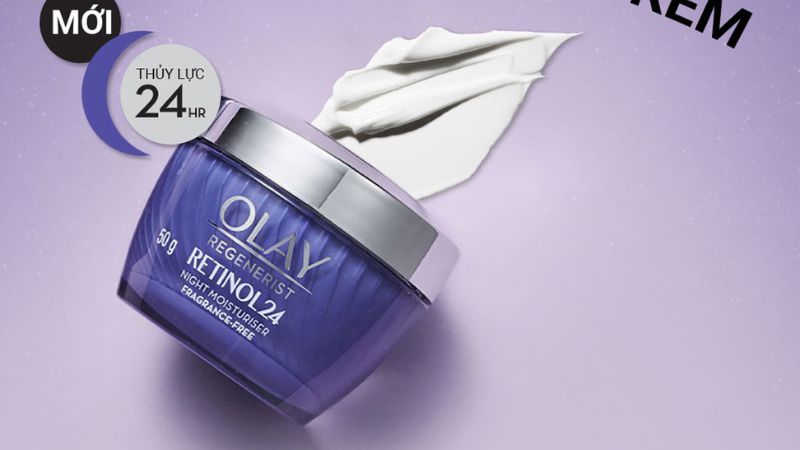 Kem Olay màu tím Retinol24 Face Cream cho tuổi 40 giúp giảm nếp nhăn, cải thiện độ săn chắc 
